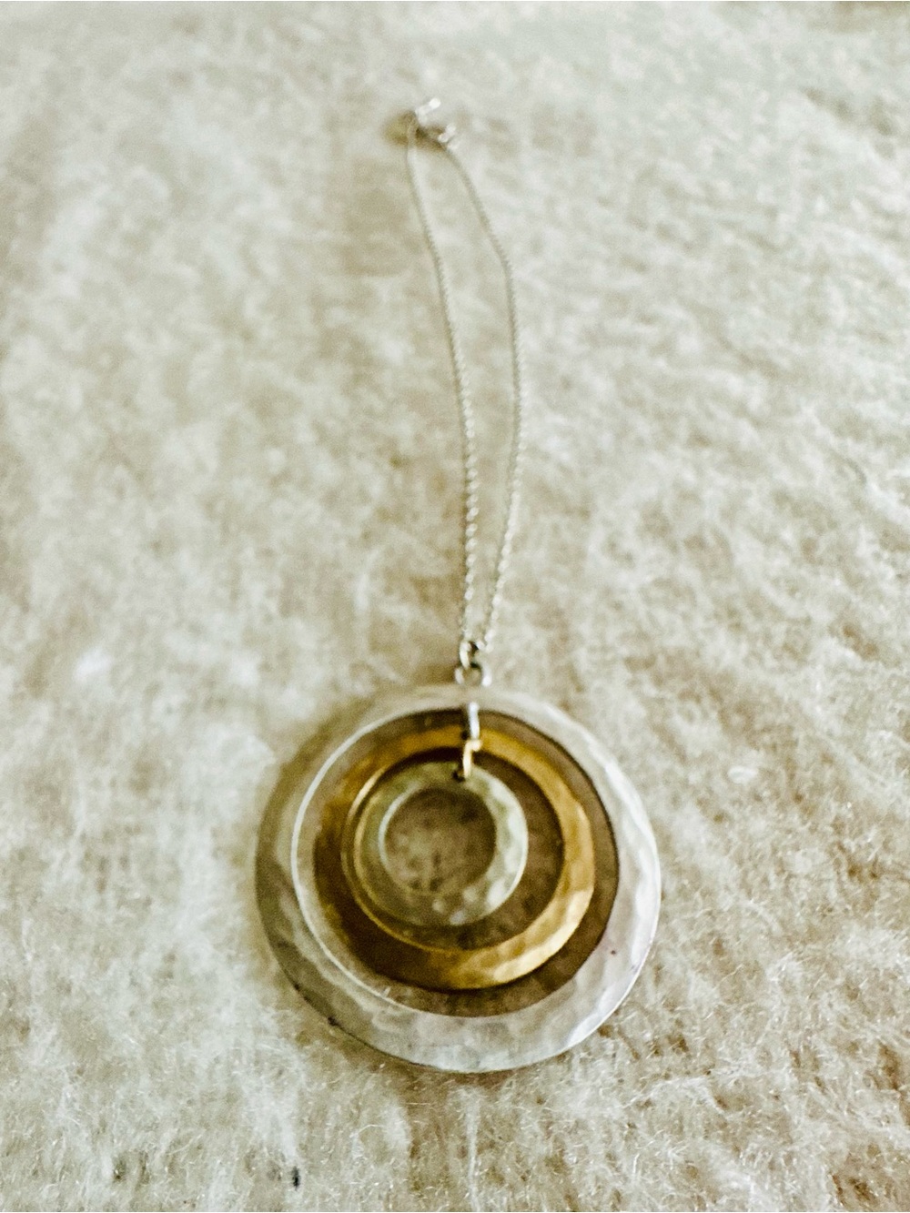 New York & Co Layered Silver and Gold Circle Pendant Necklace - Women Jewelry